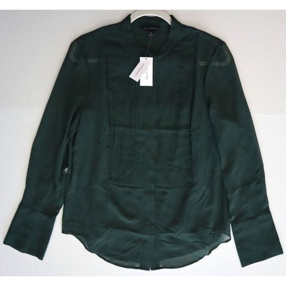 Banana Republic 762767-01-1 Women's Sz M New Hunter Green L/S Tuxedo Shirt - Picture 11 of 12